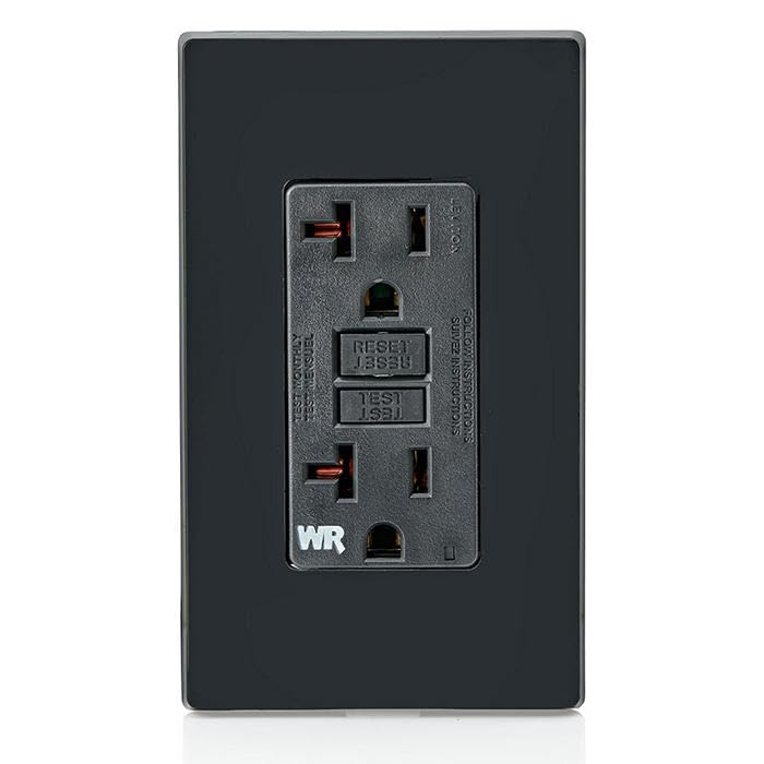 Leviton GFCI Weather-Resistant Outlet, 20 Amp, Self Test, Non Tamper-Resistant with LED Indicator Light, Outdoor Locations, GFWR2-E, Black 1