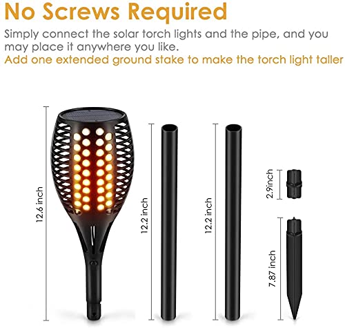 Aityvert Upgraded Larger Solar Torch Lights, Waterproof Outdoor Dancing Flames Lights, Flickering Flames Garden Lights, Landscape Decoration Pathway Patio Lights 43" 96 LED (4 Pack) Pack of 4