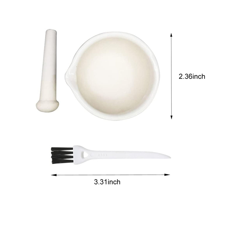 2pcs 2.36inch Ceramics Spice Mill Grinder Set Bowls with Brushes, Handheld Seasoning Mills Grinder, Pill Crusher, Kitchen Mortar and Pestle Tools Set