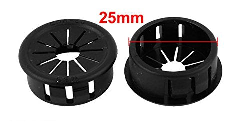 25mm Dia Snap-In Webbed Plastic Cable Bushing Grommet Black 40pcs