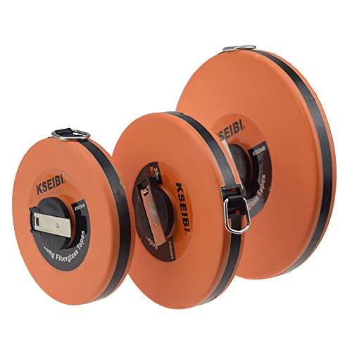 KSEIBI 302925 Long Fiberglass Tape Measure Double Face Printing Inch/Metric for Construction Work (100ft / 30m) 100ft / 30m