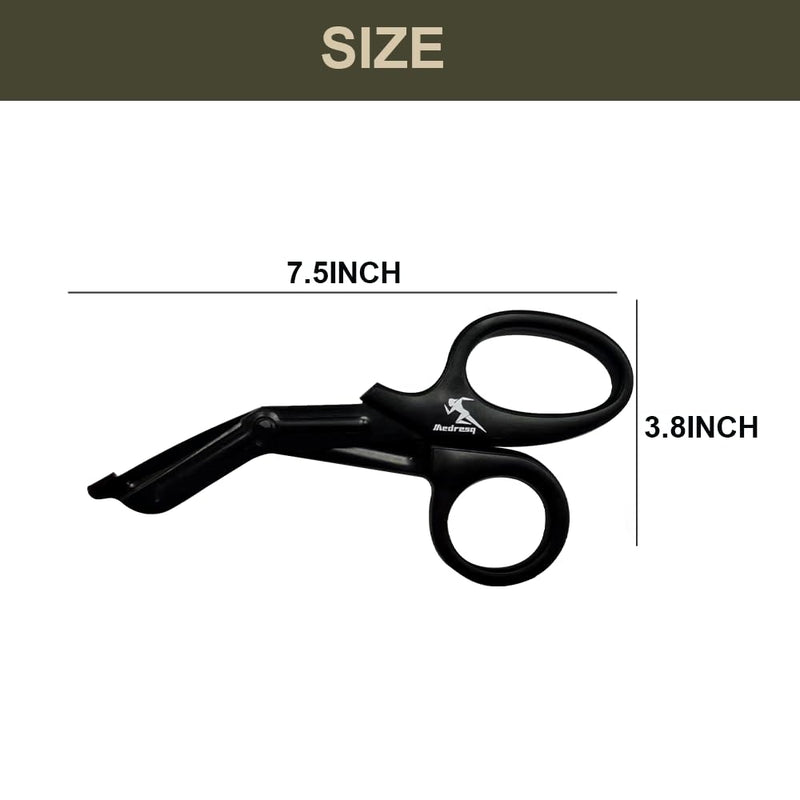 7.5" Black Coated Trauma Shear for Doctors, Nurses, Nursing Students, Paramedics, EMS Professionals, and First Aid Kits,Outdoor Ifak Emergency etc (2-pack, Black)