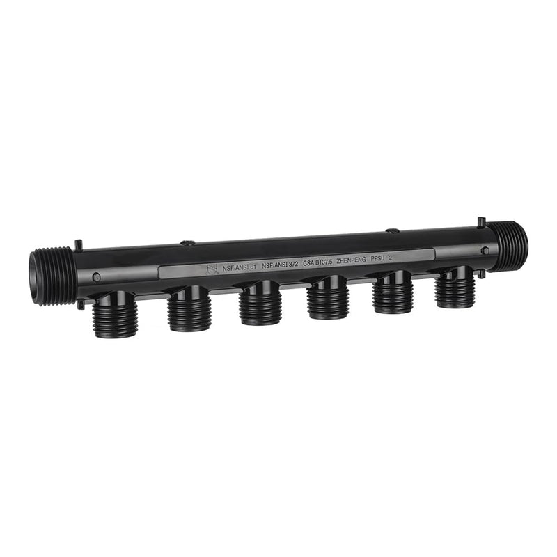 EFIELD 6 Port Poly Manifold, 3/4" Trunk with 3/4" Male NPT Adapter Connection, 1/2" Male NPT Ports (6 Ports),