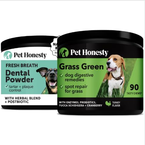 Grass Green for Dogs + Dental Powder Virtual Bundle for Teeth Cleaning & Plaque Removal, Gut Health Probiotics & Lawn Spot Saver