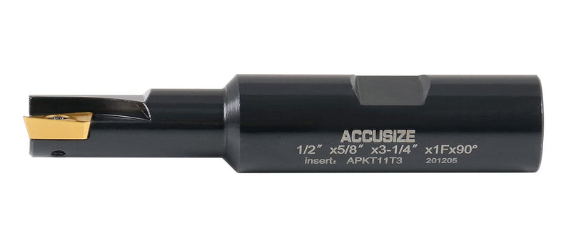 Accusize Industrial Tools 1/2'' 90 Deg Square Shoulder Indexable End Mill with Carbide Apkt11T3 Inserts, 0056-0913 1/2" Cutting Dia., 5/8" Shank, 1 Flute