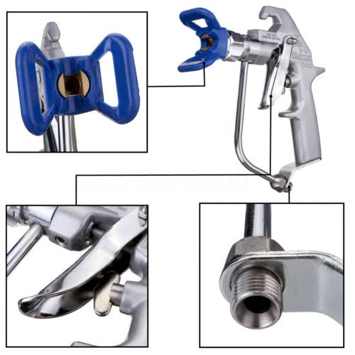 JOLINO 243283 Silver Plus Gun 5000 PSI Airless Paint Spray Gun with 517 tip and Holder