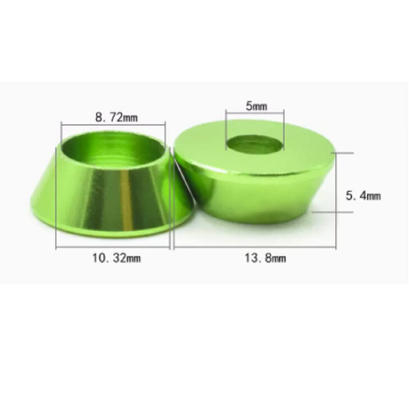 50pcs M5 Cone Cup Washers Anodized Aluminum Alloy Screw Gasket Countersunk Washers (Green) Green