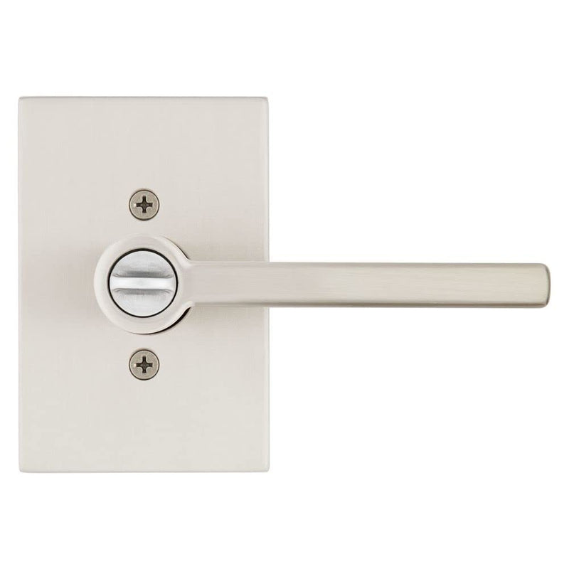 Kwikset Halifax Entry Door Handle with Lock and Key, Secure Keyed Reversible Lever Exterior, For Front Entrance and Bedrooms, Satin Nickel, Pick Resistant Smartkey Rekey Security and Microban Keyed Entry