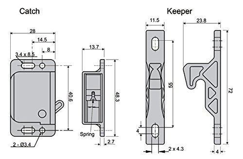 5838-4 Pack - RV Cabinet Door Black Push Latch Grabber - Holder- 5lb - C3-805 - H315