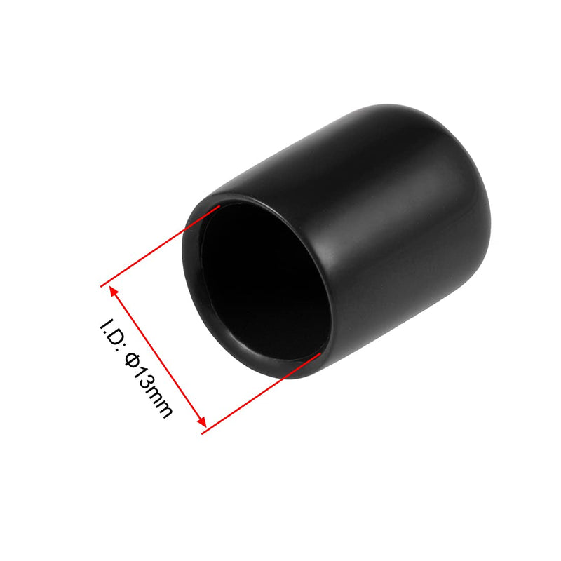 uxcell 20pcs Rubber End Caps 1/2"(13mm) ID Vinyl Round Tube Bolt Cap Cover Thread Protectors Black 13mm