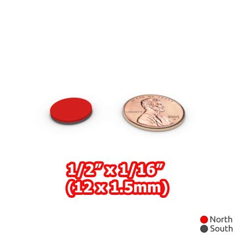 Round Disc Magnets 1/2x1/16 - Multi-Use 12x1.5mm Magnetic Holders Scrapbooking Fastener Circular Disk Magnet N48 (50 Pack)