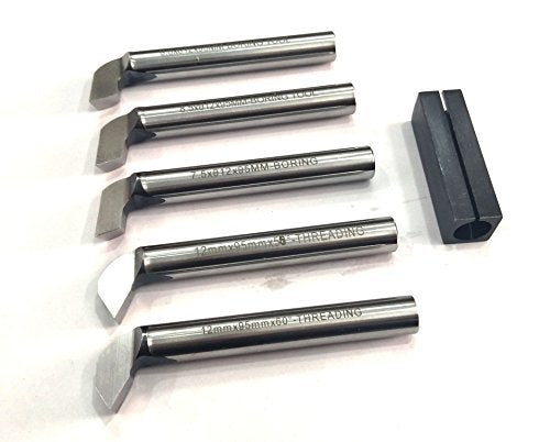 HSS THREADING & BORING TOOL SET WITH HOLDER FOR LATHE MACHINE ((12 MM SHANK)) (12 MM SHANK)