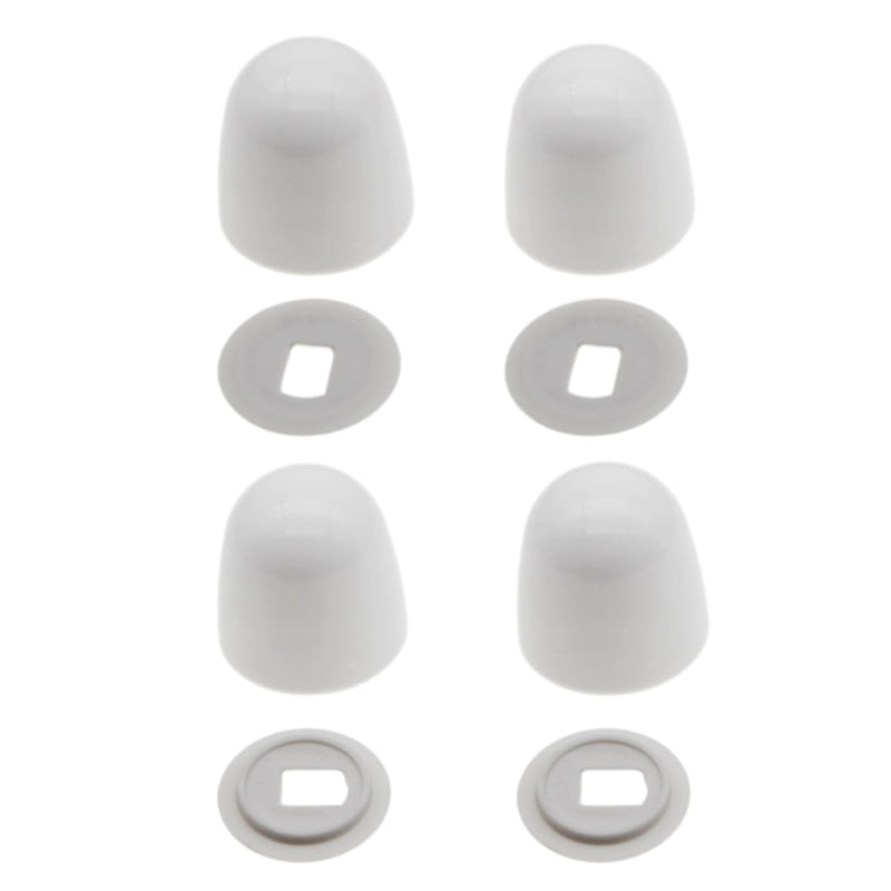 4pcs Toilet Bolt Caps Universal Round Toilet Seat Floor Bolts Caps Covers with Washers (White)