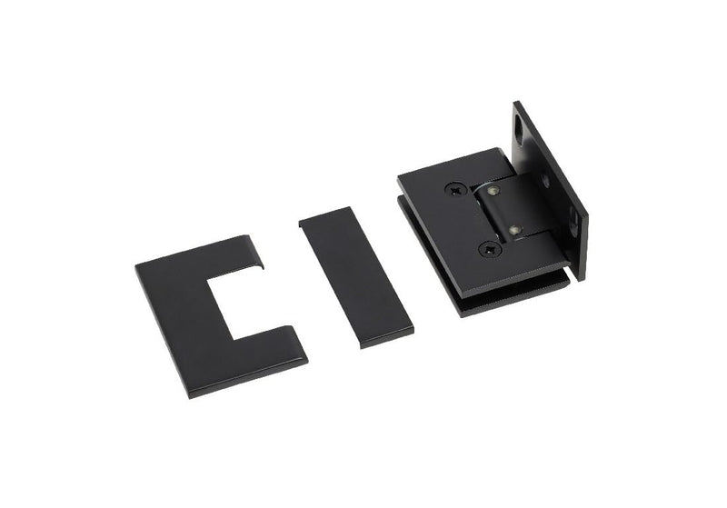 CRL MEL324MBL Matte Black Melbourne Adjustable Wall Mount Offset Back Plate with Cover Plate Hinge