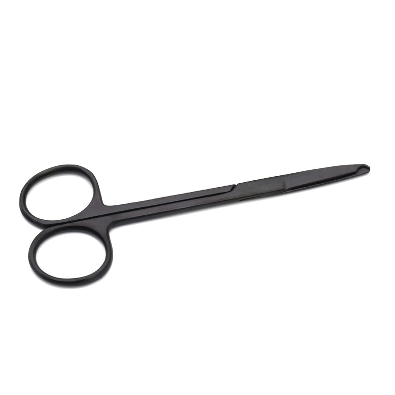 4.5" Stitch Scissors with Black Color Coating - Premium Quality Instrument- Delicate Hook - Perfect for Suture Removal, First Aid, EMS Training (Straight)
