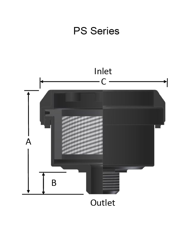 Solberg FS-06-050 Filter Silencer, 1/2" MPT Outlet, 3-13/16" Height, 3-1/4" Diameter, 12 SCFM Single Unit
