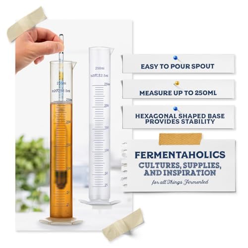 Fermentaholics Hydrometer Test Jar & Measuring Cylinder - Test Homebrewed Beer, Wine, Mead, Cider, & Fermented Beverages – Easy to Use & Read - 250 ML - Heat Resistant Up to 121° Celsius