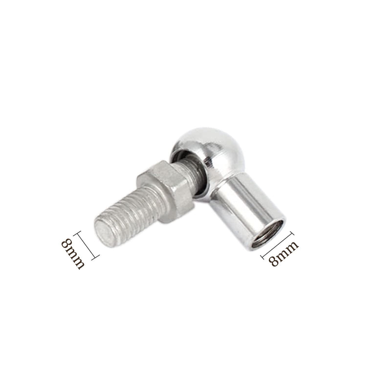 10pcs Angle Ball Joint - [M8x1.25 Right Female Thread, M8x1.25 Right Male Thread] Gas Spring Elbow Joint Fitting for Automotive, Hinged Door, Cupboard