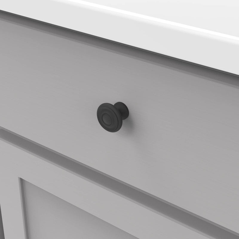 Hickory Hardware Cottage Collection Knob 1-1/4 Inch Diameter Matte Black Finish (10 Pack) 10