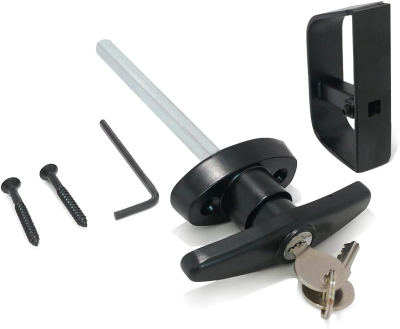 T-Handle Lock Shed Door Latch Lock Kit with 2 Keys and 2 Screws, 5-1/2" Stem Barn Playhouse & Chicken Coop Door Lock