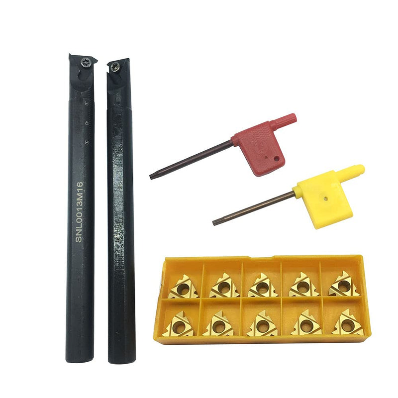 20pcs Threading Carbide Inserts 16ER 16IR AG60 External and Internal Threading Replacement Inserts with M3.5X 10 Screws for Stainless Steel (SNR/L+16ER/IR) SNR/L+16ER/IR