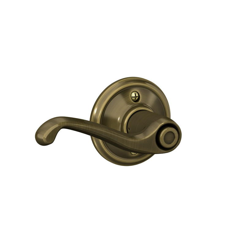 Schlage F40 FLA 609 Flair Door Lever, Bed & Bath Privacy Lock, Antique Brass Standard
