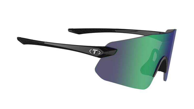 Tifosi Vogel SL Sport Sunglasses Men & Women - Ideal For Baseball, Cycling, Cricket, Golf, Hiking, Running Gloss Black, Smoke Green Mirror