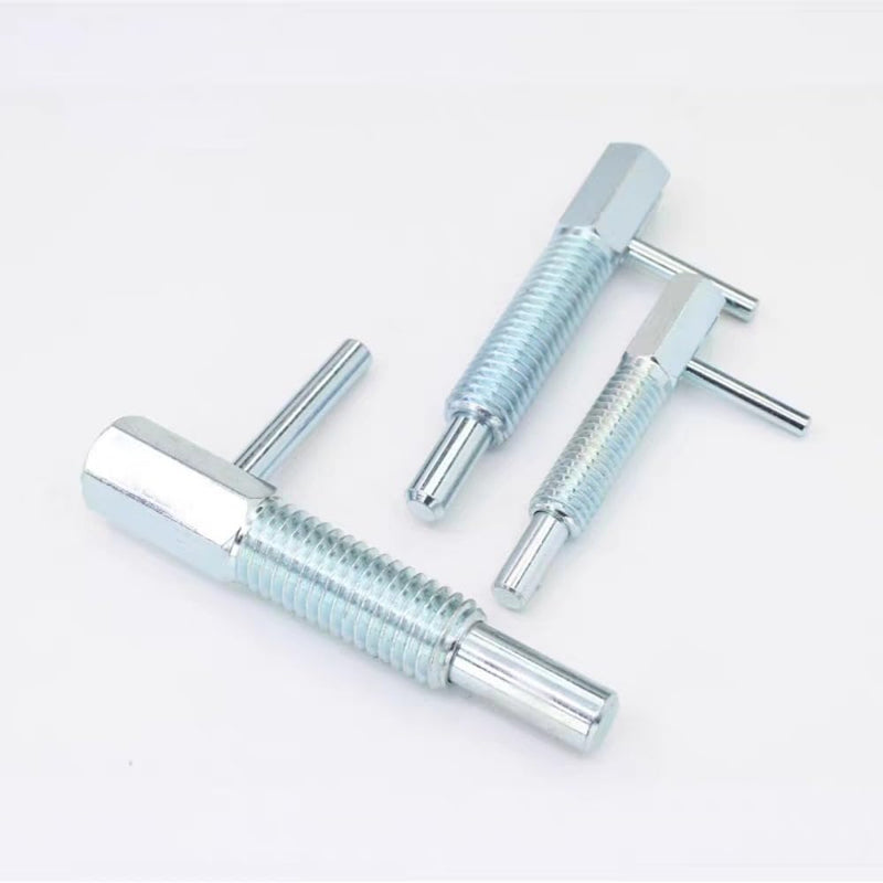 MerciL 2pcs Retractable Indexing Plunger Pin, M6 Stainless Steel Spring Pin Spring Loaded Latch Spring Plunger Safety Pin Spring Latch Telescopic Locking Pin Spring Lock with L Handle