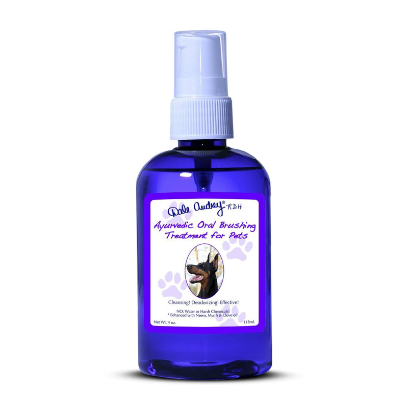 Ayurvedic Brushing Treatment for Pets | Best Oral Hygiene & Bad Breath Eliminator | Dog Breath Freshener for Teeth Cleaning | Teeth Cleaner & Plaque Remover Dog Mouth Spray (Chicken), 4 FL Oz Chicken