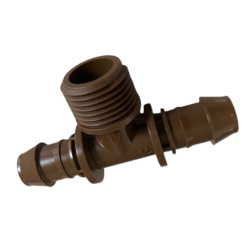 Rainbird XFFTMA050 Drip Irrigation Tee Adapter - (2 Pack) - 1/2" MPT x 17mm Barbed Connector for XF Series Tubing
