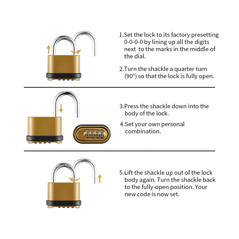 4 Digit Combination Lock, Heavy Duty Combo Padlock with Long Shackle for Outdoor Use,Sheds, Locker, Storage Unit, Gym and Gate - NewNest Australia