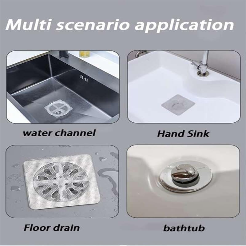 20PCS Pack,4"" X 4"" Disposable Shower Drain Cover Hair Catcher Shower Drain Mesh Stickers, Bathroom, Laundry, Bathtub, Kitchen, Sink, for Human and pet Hair (20 PCS), White
