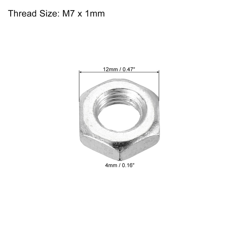 PATIKIL M7 x 1.0 Steel Hex Nuts, 30 Pack Metric Thread Zinc Plated Finished Hardware Nuts Screw Bolt Fasteners 4mm Height