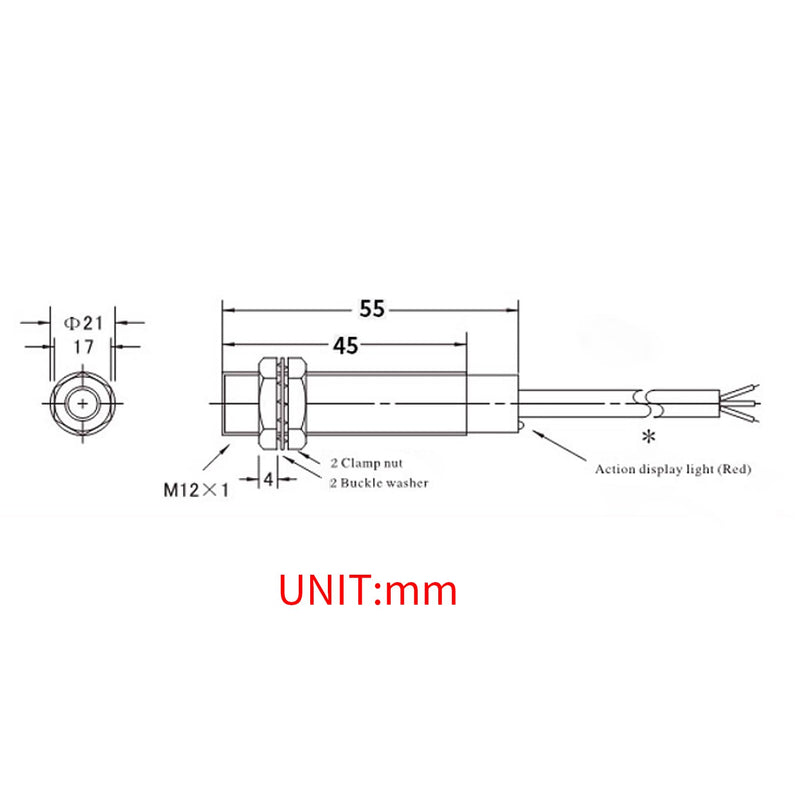 Hall Effect Proximity Sensor, PNP NO, Magnetic Proximity Switch, Normally Open, NJK-5002A, 3 Wires, DC 6-36V, 5 Pcs