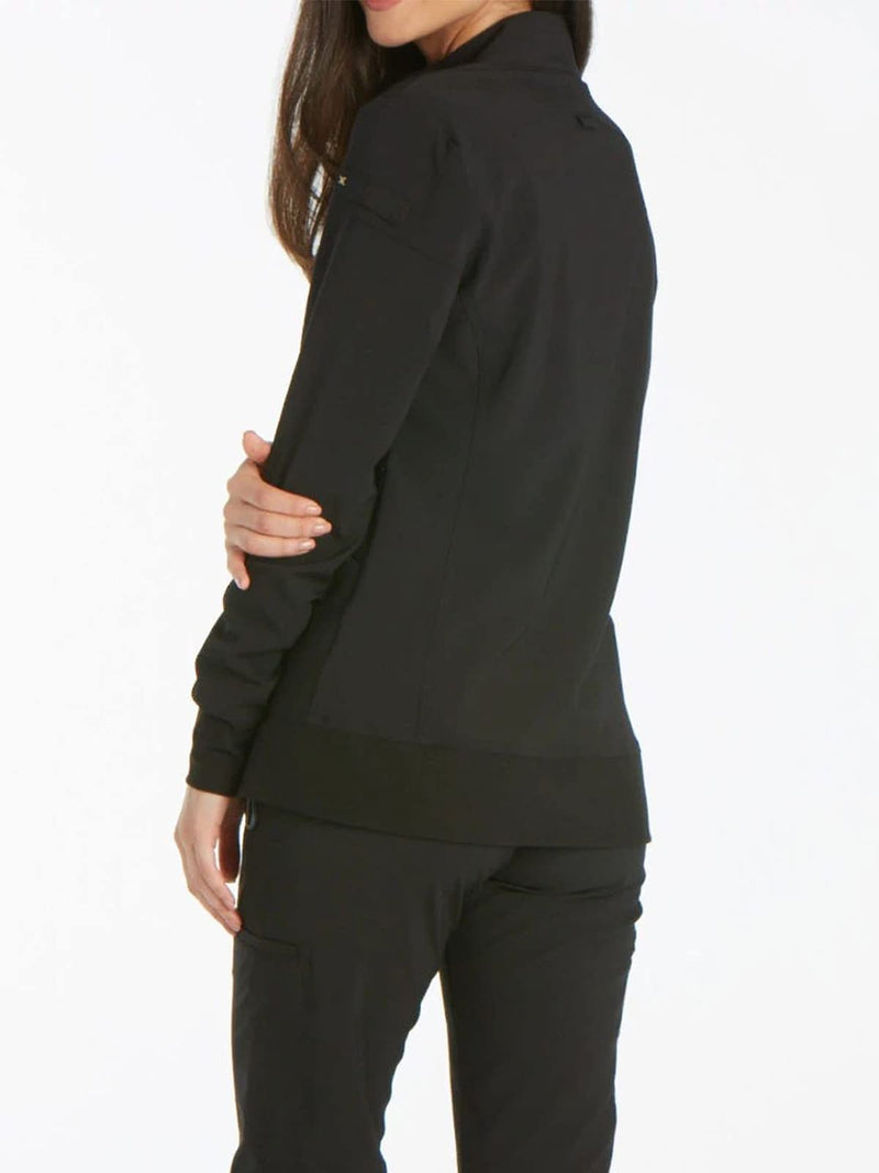 iflex by Cherokee Uniforms Zip Front Scrub Jackets for Women CK303 Medium Black