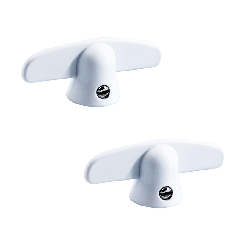 Replacement Pella Casement Window Crank, T-Crank Window Handle, Casement Operator 3/8" Spline Size, Butterfly Wing Nut T-Handle (2 Pack) (White) White