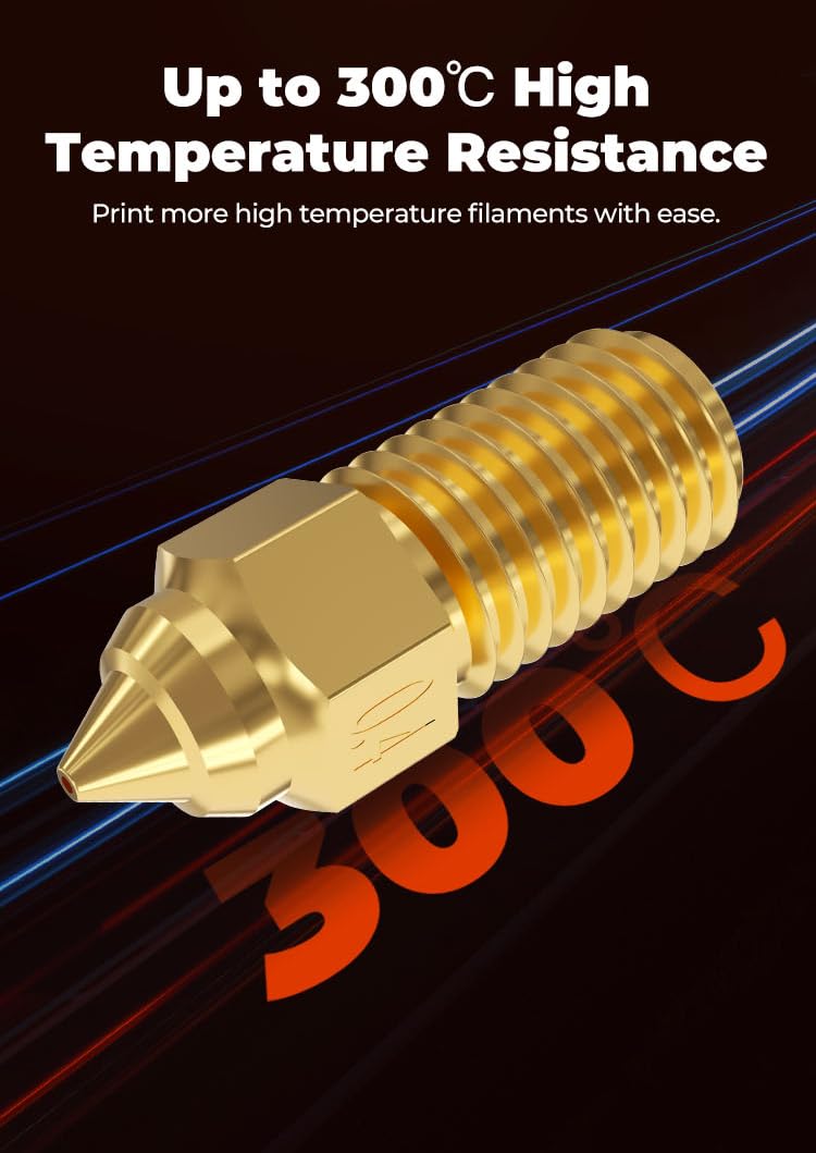 Creality Upgraded Ender-3 V3 SE High-Speed Brass Nozzle Kit (8PCS), 3D Printer Accessories Extruder Nozzle for Ender-7/Ender-5 S1, High Hardness, 0.25mm x1, 0.4mm x 4, 0.6mm x 2, 0.8mm x 1