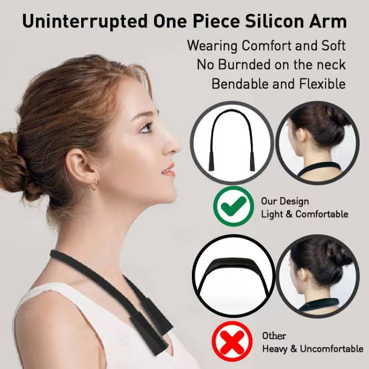 Silver LED Neck Rechargeable Reading Light, Multifuntion Book Light for Reading in Bed and Camping, 4 Brightness Levels, Bendable Arms, Super Soft Materials Made Comfort & Lightweight Silver