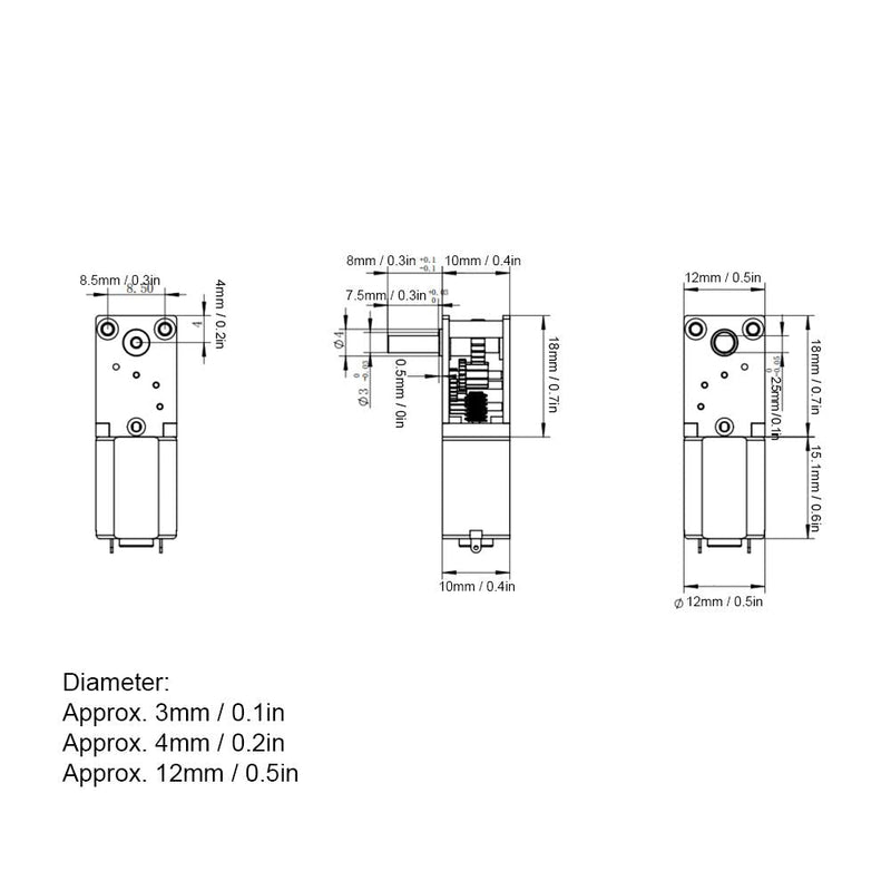 DC Brush 3V Mini Gear Motor, Micro Turbo Geared Motor 1218GE‑N20 Reduction Geared Motor(DC 3V 16RPM) DC3V 16RPM
