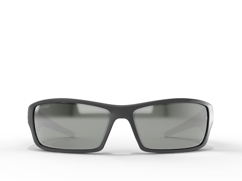 EDGE Reclus Black Safety Glasses, High Impact Rated Z87.1+ Tested, Non-Slip Protective Eyewear, Lightweight Sunglasses Polarized G-15 Silver Mirror