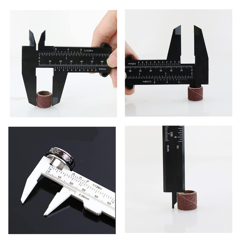 150mm High Accuracy Plastic Double Rule Scale Vernier Caliper Measuring Tool 0.5mm, for Jewelry Measurement, School, Exhibition Gifts, Antique Measurement(Black) Black