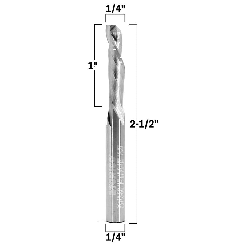 YONICO CNC Compression Bit Single Flute Spiral End Mill Router Bit 1/4-Inch Dia. 1/4-Inch Shank 33113-SC 1/4" Diameter - 1" Length