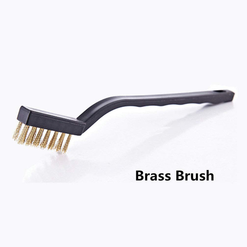 9PCS Mini Brass Brushes Set, Curved Handle Scratch Wire Toothbrush, Cleaning Welding Slag and Rust 9Pcs Mini Brass Brushes