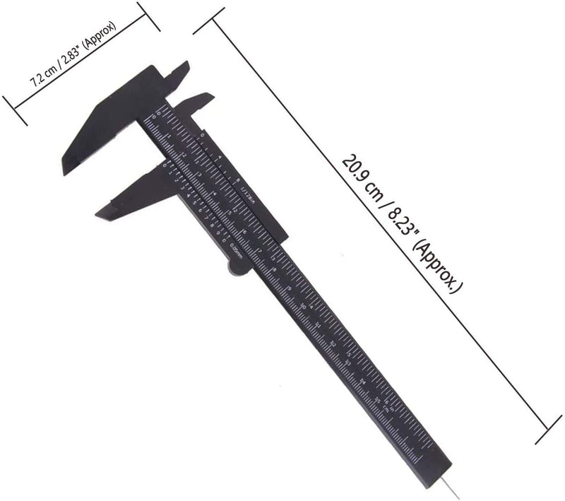 TamBee Plastic Caliper, 150mm Mini Caliper Double Scale Plastic Vernier Caliper for Jewelry Brow Sliding Gauge Ruler Measuring Tool 6Inch 5PCS(Black) Black - NewNest Australia