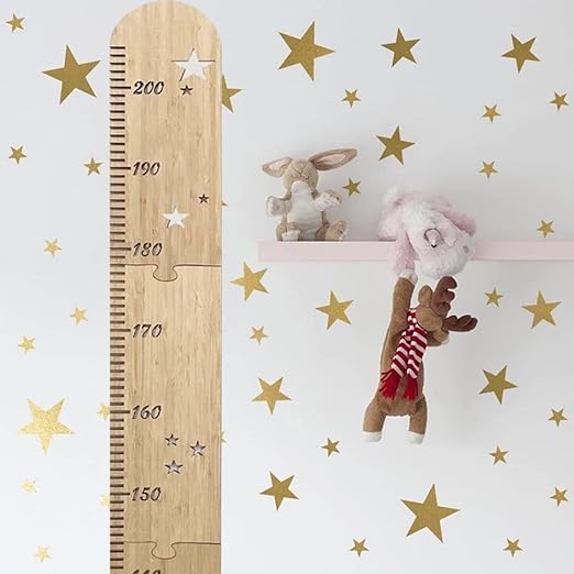 Luottus Wooden Height Meter, Star, Height Scale for Children and Adults, Seal, Children's Growth Record, Wall Ruler, Entrance, Kindergarten, Nursery, Scandinavian Interior, Stylish, Assembly, Measuring Range 0-200 cm - NewNest Australia