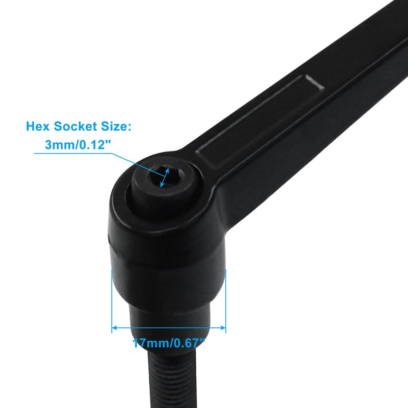 2Pcs Adjustable Clamping Lever Handle M8 x 32mm Male Thread Adjustable Handles Push Button Ratchet Lever Knob Rotating Screw Handles Bolts with Locking Lever