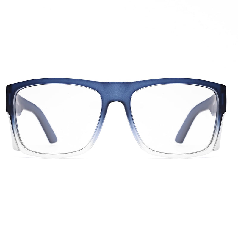 Photochromic Anti Bluelight UV400 Auto-Darkening Clear to Smoke Lens Transitional ANSI Z87.1 Safety SunglassesGlasses Matte Clear Blue