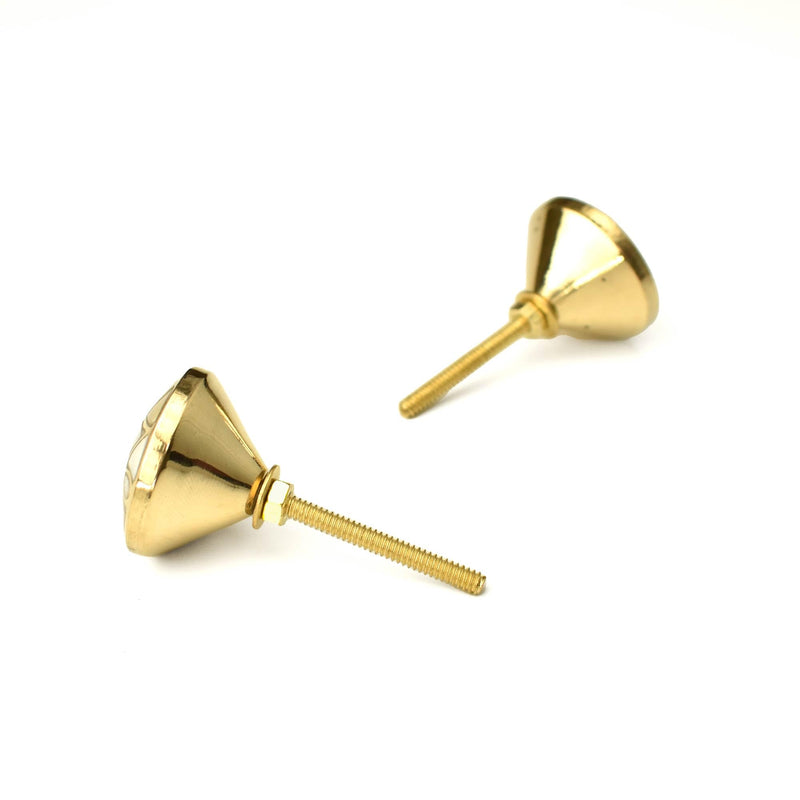 Art Deco Brass Mother of Pearl Cabinet Drawer Knob Brass Door Knob and Pull for Kitchen Bedroom Living Room - Set of 4 Art Deco 1