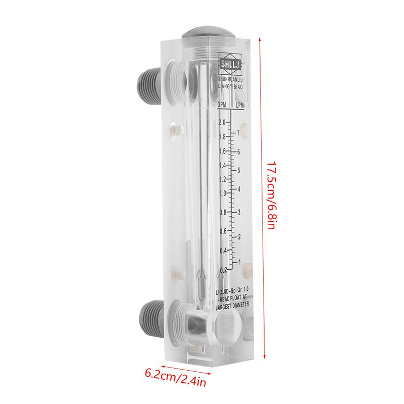 Liquid Flowmeter, Water Meter Panel Type Glass Liquid Flowmeter 0.2-2GPM/1-7LPM Water Measuring Meter