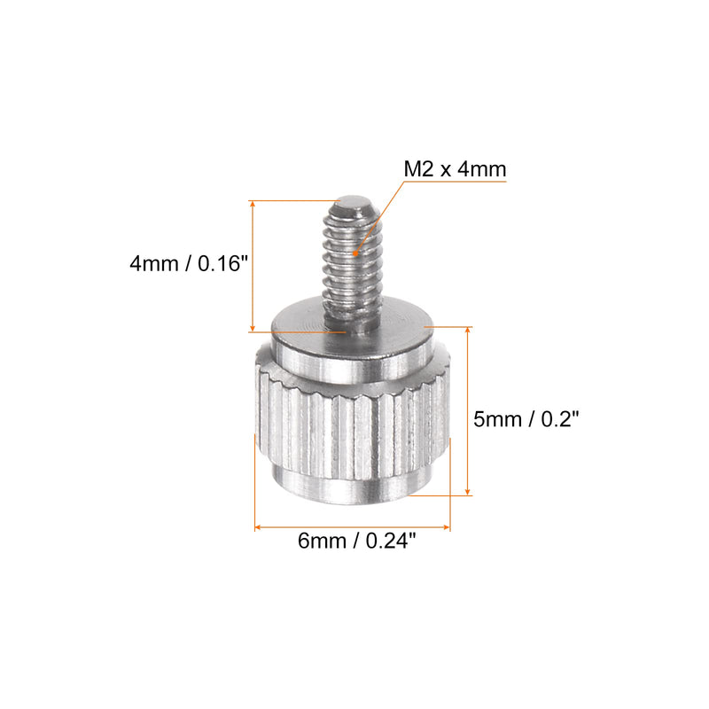 HARFINGTON 4pcs Vernier Calipers Locking Screws M2x4mm Round Flat Head Knurled Thumb Knob Bolts